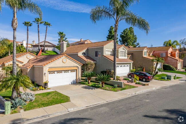 Residential Neighborhood shows a closeup of some homes in a row in Eastlake, California.