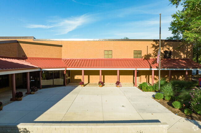 Shenandoah Valley Elementary School has a nice entrance for kids to wait before the bus leaves.