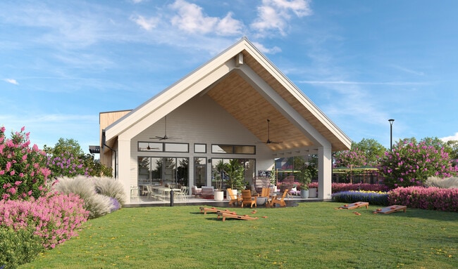 Oxenfree Rowlett amenity lawn and covered patio lounge.