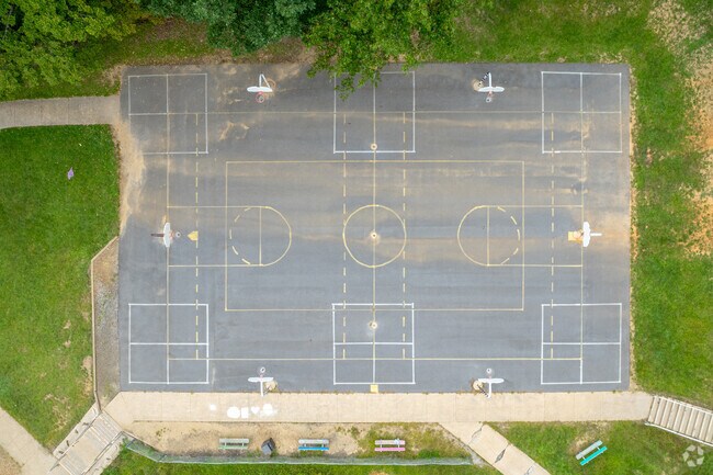 Students of Park Forest Middle School have 2 full basketball courts and a blacktop.