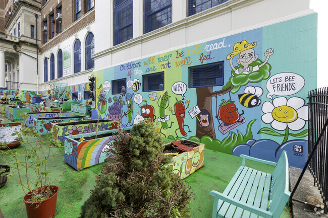 P.S. 55 Benjamin Franklin has a tremendous garden for the children to grow healthy food.