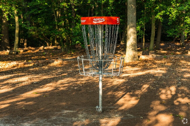 Challenge a friend to a game of disc golf at Stafford Woods.