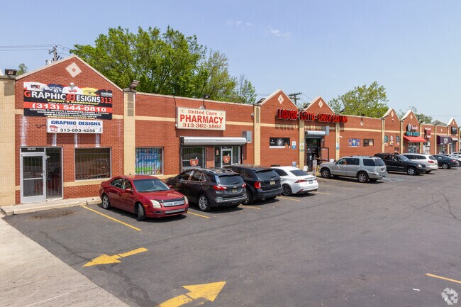 A variety of strip malls can be found on the borders of Five Points.