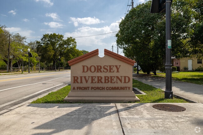 A sign welcomes locals to Dorsey Riverbend.