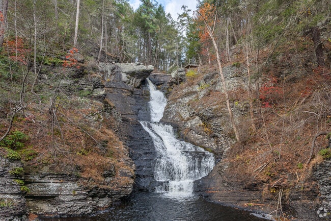 Raymondskill Falls, Pennsylvania’s tallest waterfall, is a major attraction within Dingman Township.