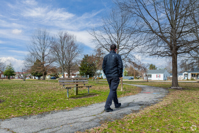 Taking a stroll in Flora Hill Park.