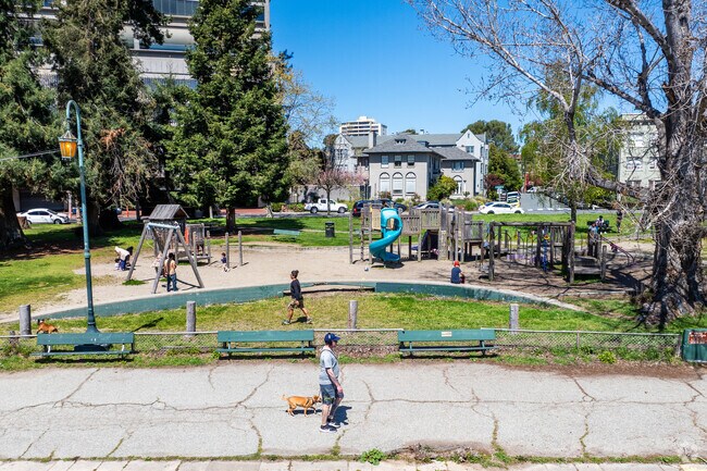 Eastshore Park is a popular and well-maintained playground located by Lake Merritt.