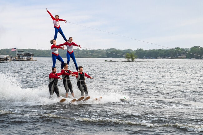 The Wonder Lake Water Ski Show Team puts on thrilling free shows every Friday during summer.
