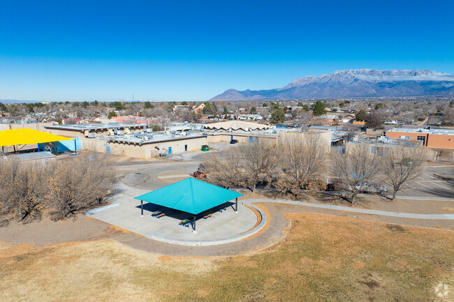 Cover seating and tables at Grant Middle School.