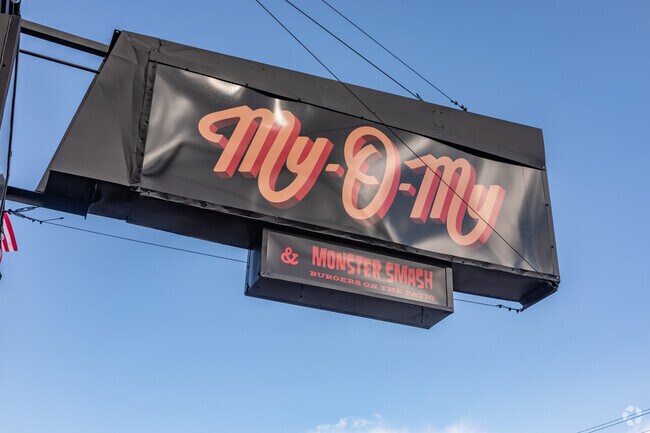 My-O-My beckons hungry neighbors to enjoy Monster Smash Burgers in the Sumner neighborhood.