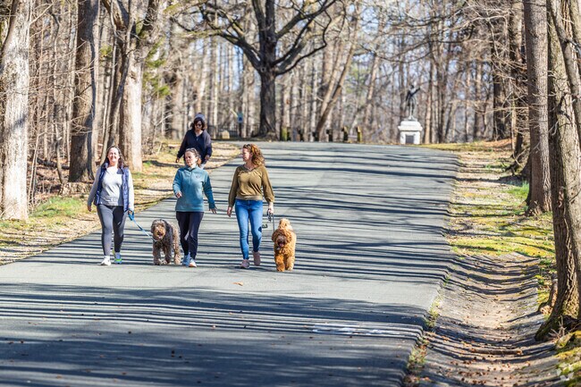 Friends from Saddlecreek enjoy an afternoon walk at Guilford Military Park.