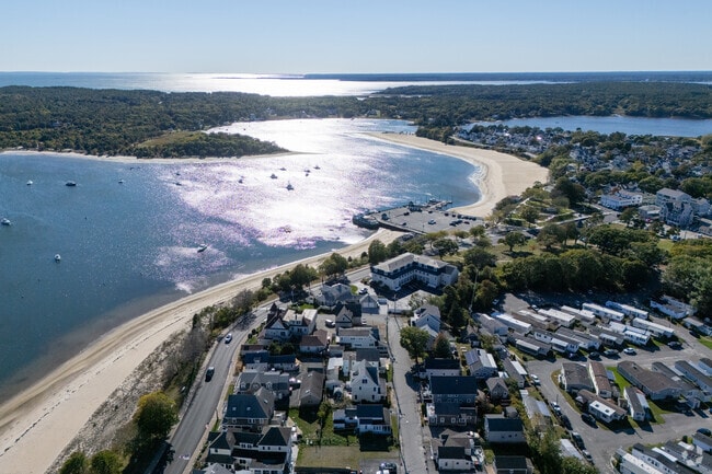 The village’s layout highlights its walkability and proximity to the water.