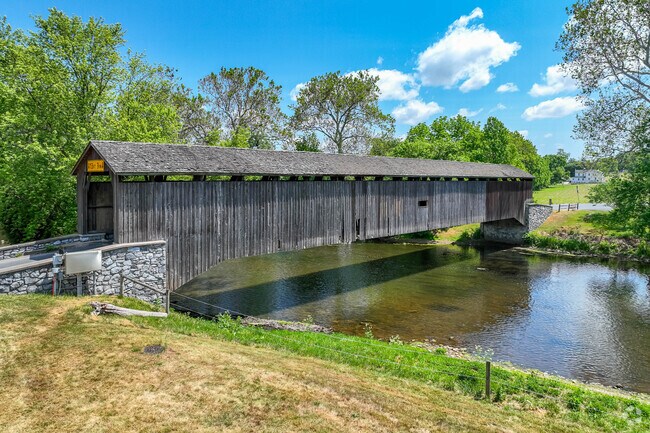 Witmer is marked with Amish surroundings, like covered bridges over the Conestoga River.