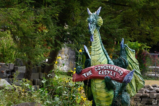 The remains of The Gingerbread Castle former amusement park draws the curious to Hamburg, NJ.