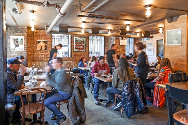 Grabbing a bite to eat at The Edge Restaurant in the Strivers Row community.