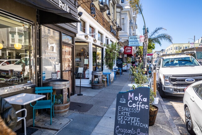 The Polk St. corridor marks the western edge of Nob Hill in San Francisco.