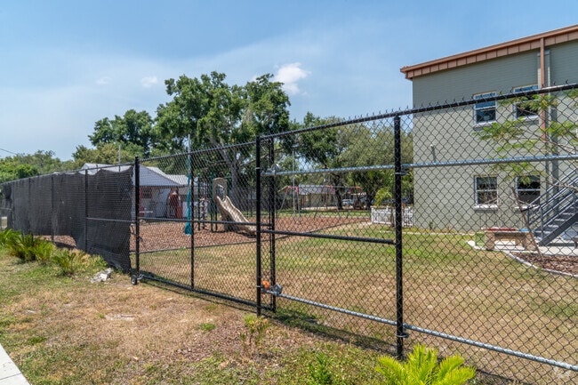Magnolia Montessori Academy is gated around the play areas for kids to enjoy.