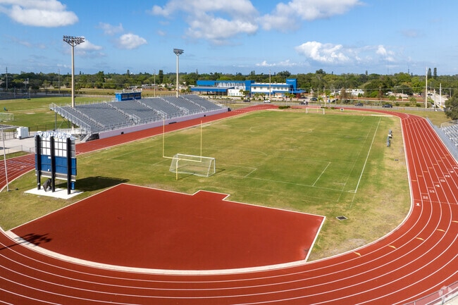 The athletics dept at Bayshore High School in Bradenton has a full size running track.