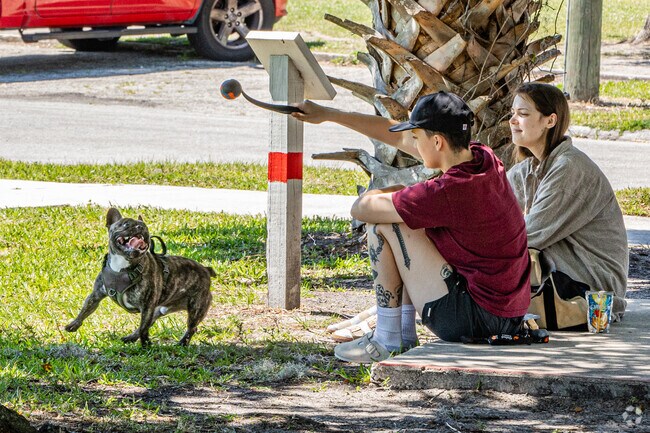 Dog lovers enjoy the open green spaces at Henry J. Kuthlo park.
