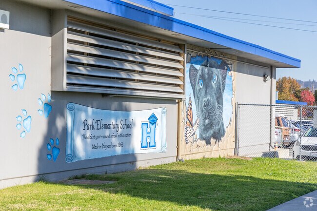 Hand-Painted artwork welcomes students into school at Park Elementary in Hayward.