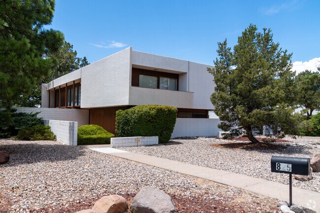 Modern residences are an uncommon but welcome sight in Four Hills Village.