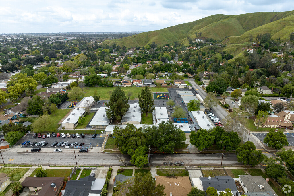 Marshall Elementary School from an elevated view point in San Bernardino, CA.