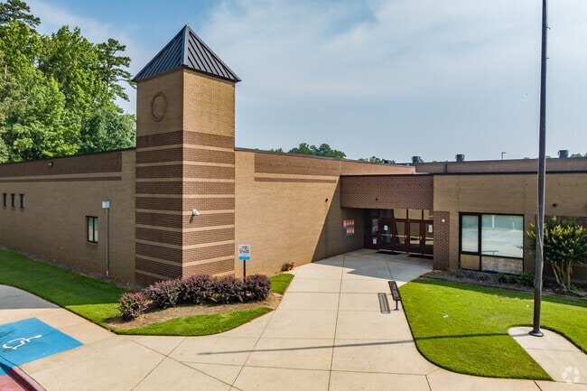 Front of Shadow Rock Elementary School in the Stone Mountain neighborhood.