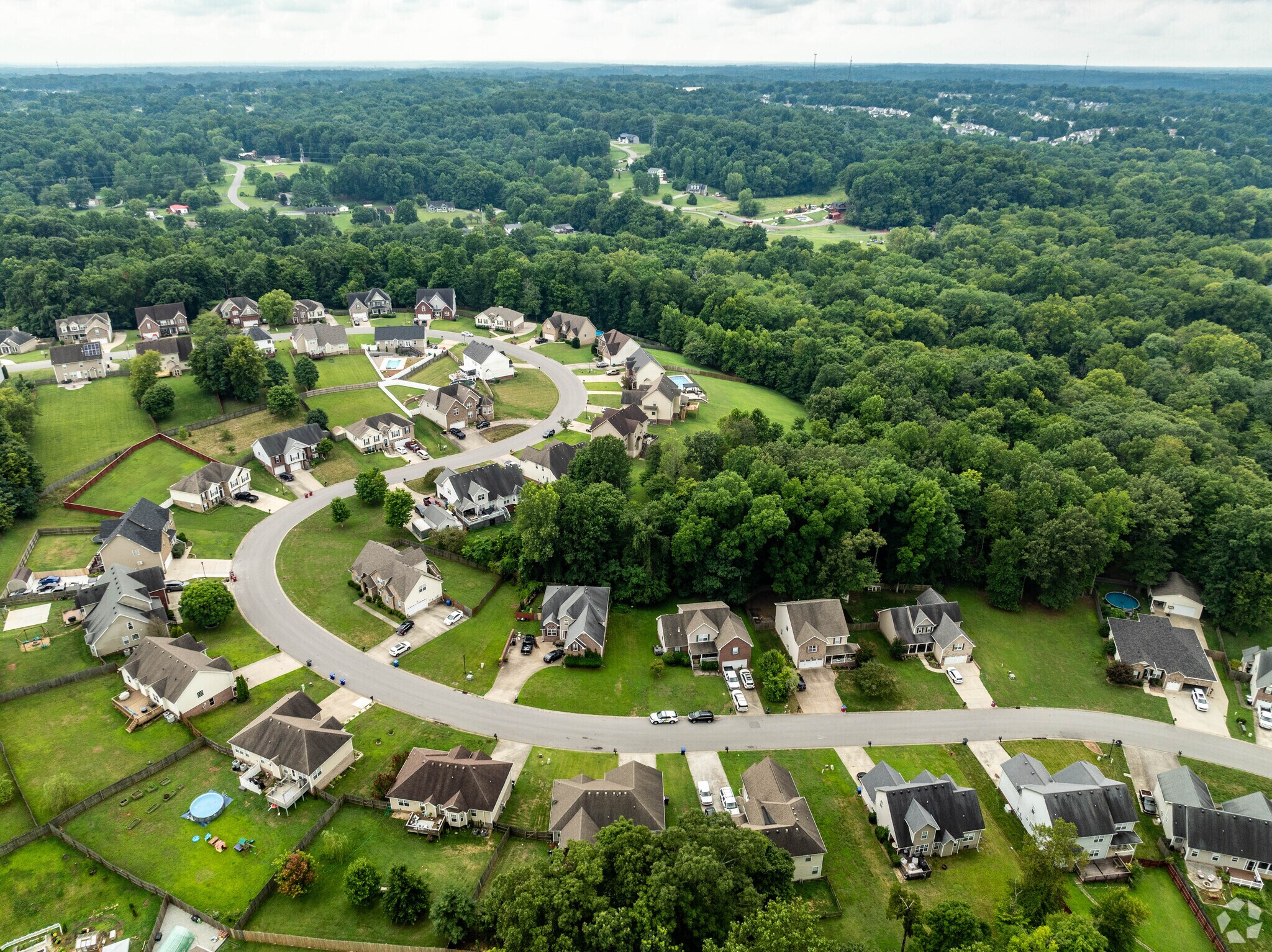 The streets of Aspen Grove are tucked into the hills of Clarksville.