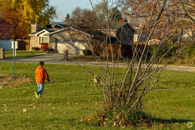 Residents enjoy walking their dogs in the morning near a park in Stocker.