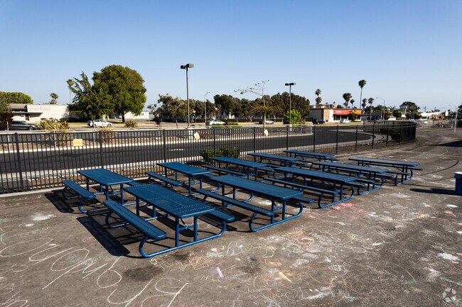 The lunch benches at Mission Elementary School in Oceanside.