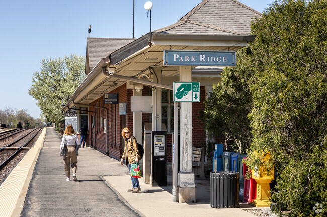 Passengers wait for the Metra at the Park Ridge station.