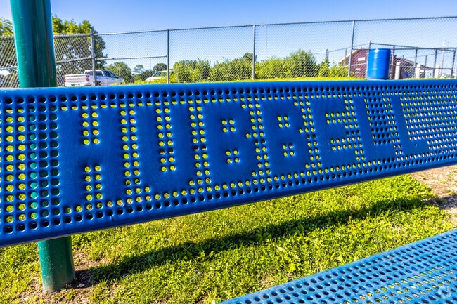 The benches at Hubbell Elementary show the overwhelming school spirit in Waveland Park.