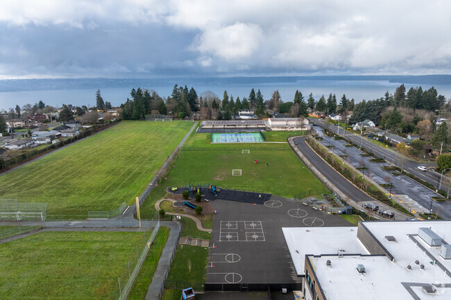 Browns Point Elementary School aerial view.