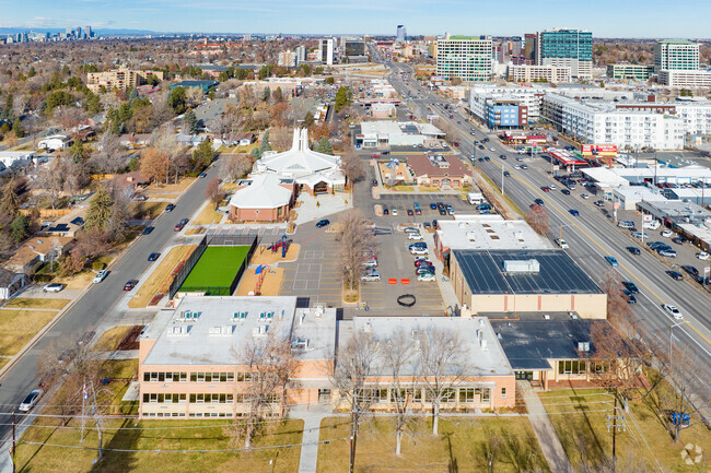 Most Precious Blood campus  in Denver Colorado on a warm winter day.
