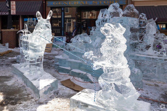 Locals are amazed by the intricate details of ice sculptures at the Cripple Creek Ice Festival.