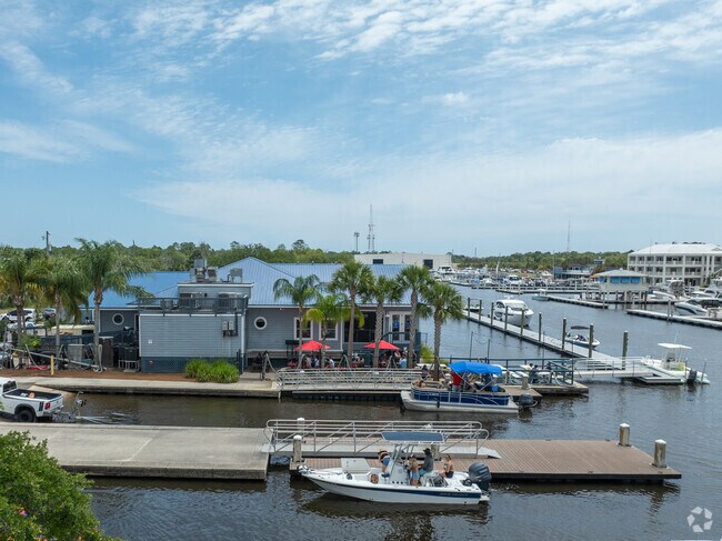 The Dockside Seafood  Restaurant is accessible by car or by boat.