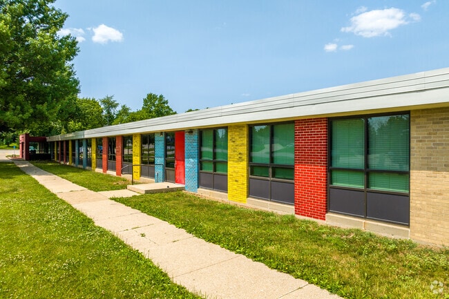 The colorful façade of Jackson Elementary School encourages fun and diversity.