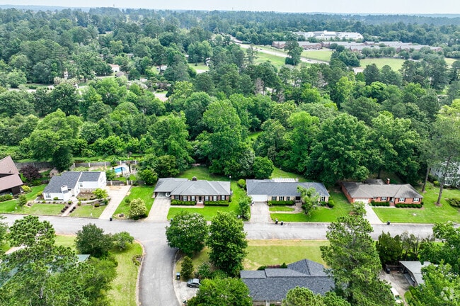 A line of homes with an aerial view in West Augusta.