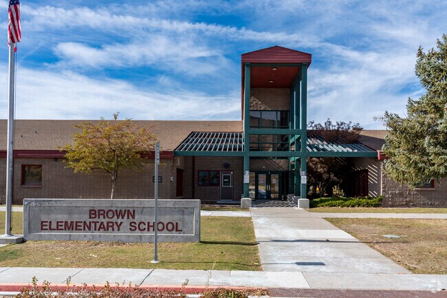 The front entrance to Brown Elementary School in Reno.