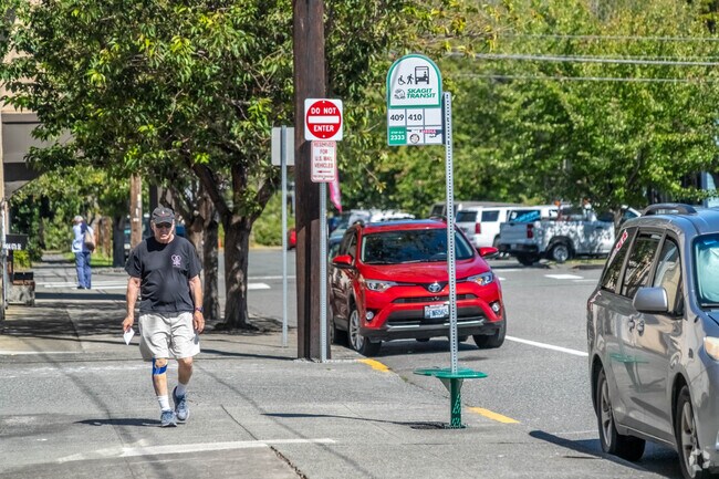 There are bus stops throughout Skyline for easy transportation.