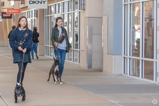 Residents can bring their dogs shopping with them at the Chicago Premium Outlets.
