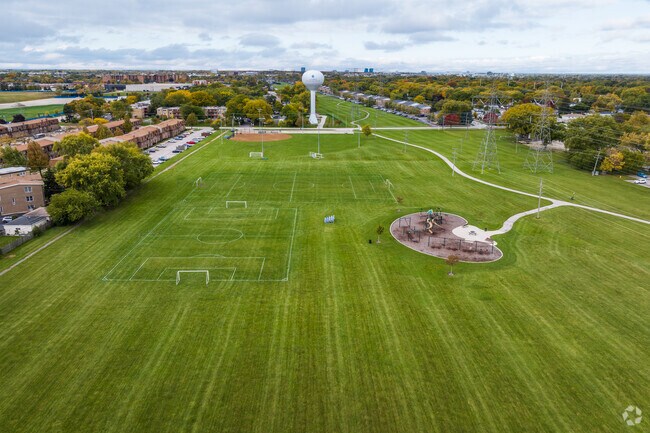 Expansive grass fields at Kopp Park are perfect for a soccer match.