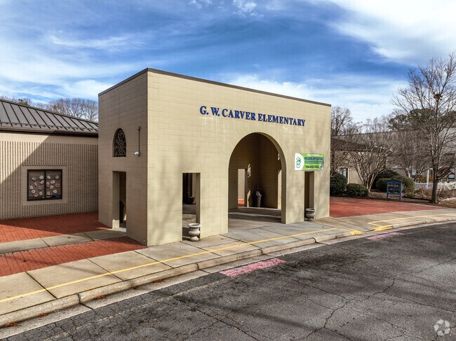 The arched entrance to G.W Carver Elementary in Kannapolis.