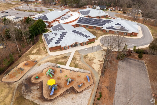 An aerial view of Enon Elementary School.