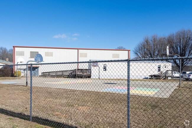 A basketball court at Boston Elementary School.