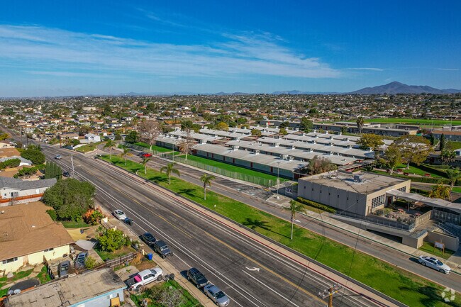 Castle Park High School is right by a main road in Castle Park, California.