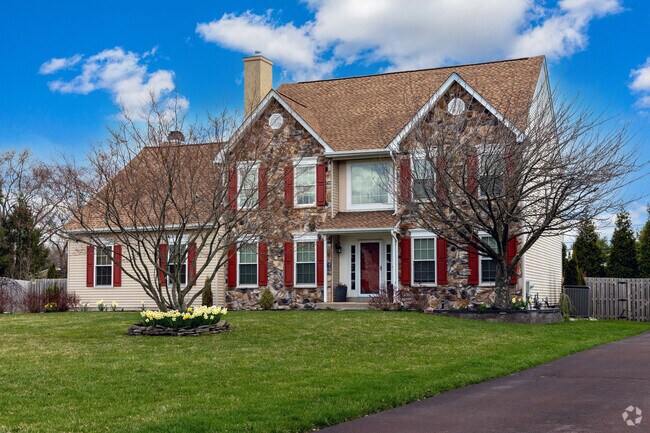 Some Colonial Revival homes in Lower Salford Township are built with stone facades.