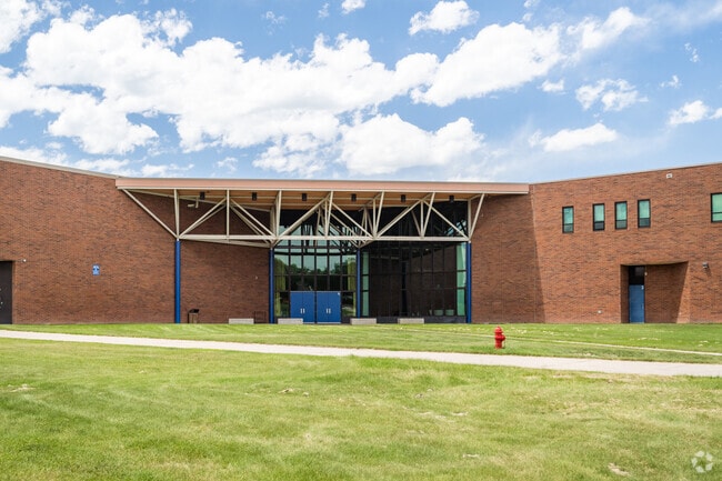 The side entrance at Mandalay Middle School in Broomfield, Colorado.