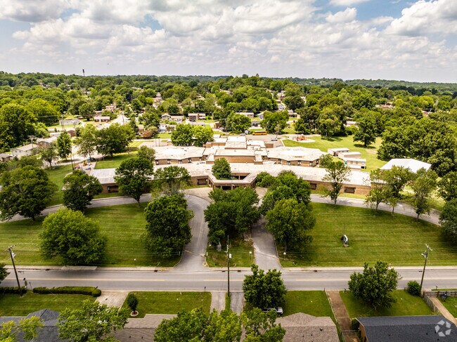 Aerial view of Lakeview Elementary  School located in Harbour Town, Nashville TN.