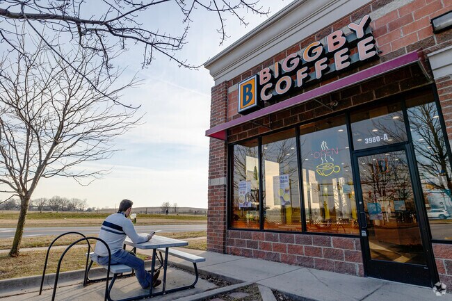 Locals can fuel up at Biggby Coffee before heading out for an afternoon walk.